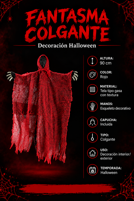 FANTASMA ROJO 90cm con Luz - Decoracion halloween