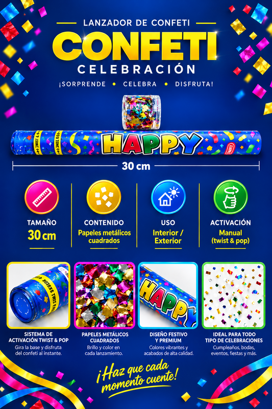 Pack de 100 - Lanzador de confeti - Cañón de confeti - Varios tamaños 2
