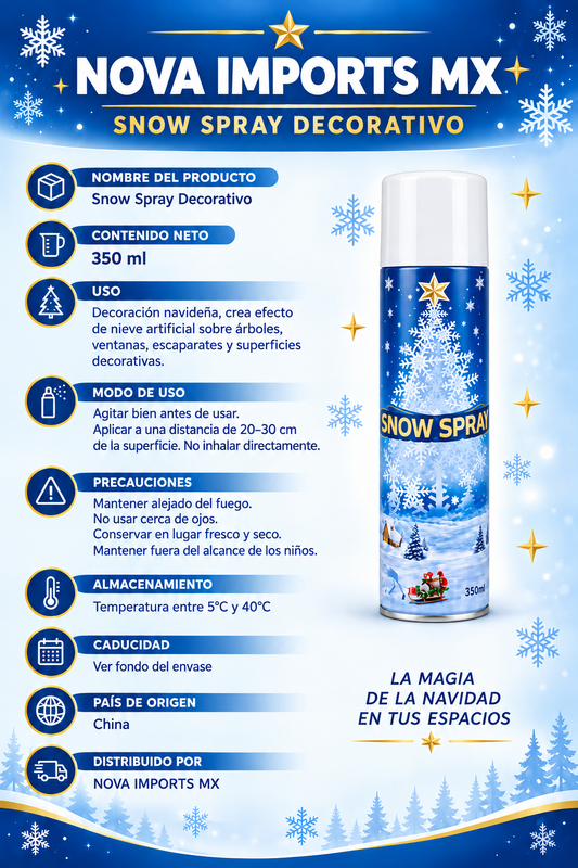 Pack de 6 - Spray de nieve decorativa 350 ml para Navidad 2