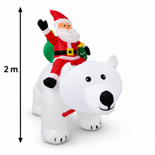 Oso inflable con Santa y movimiento 2 m – Decoración navideña exterior