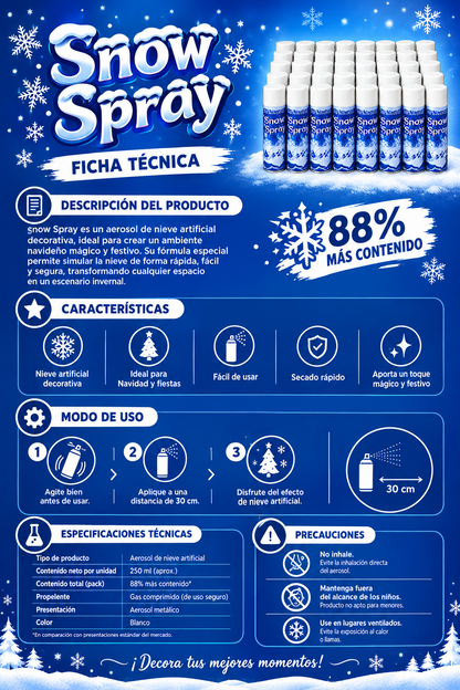 Pack de 48 - Spry navideño 250ml | Aerosol Nieve Mayoreo