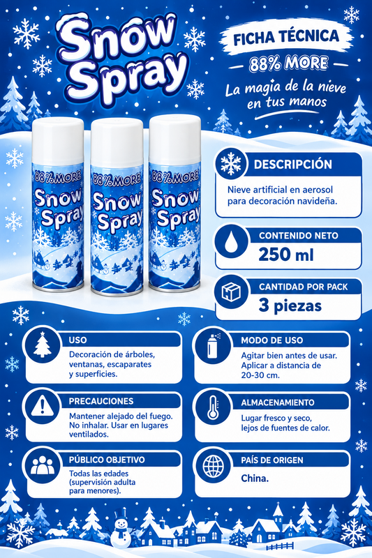 Pack de 3 - Spry navideño 250ml | Aerosol Nieve Artificial