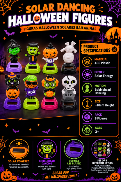 Adorno Solar Halloween Mix Bailarín — Paquete 12 pz | Mayoreo