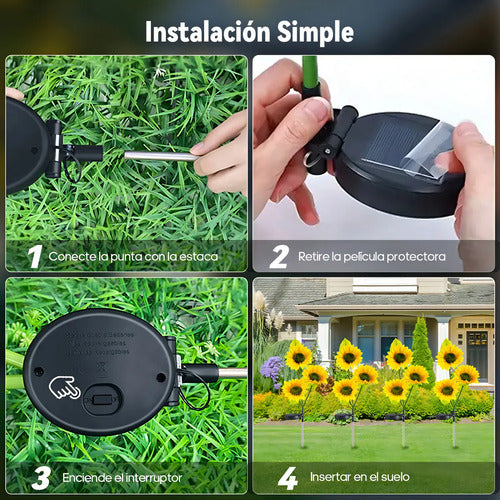 Pack De 2 Lámparas Solares Led De Girasol Para Jardín, Decoración Exterior Con Luz Cálida