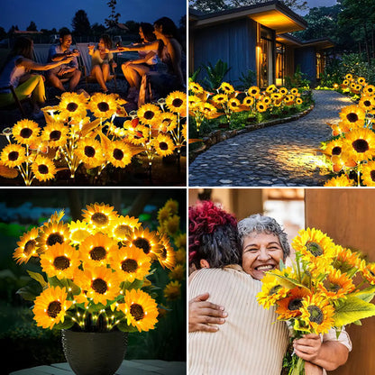 Pack De 2 Lámparas Solares Led De Girasol Para Jardín, Decoración Exterior Con Luz Cálida