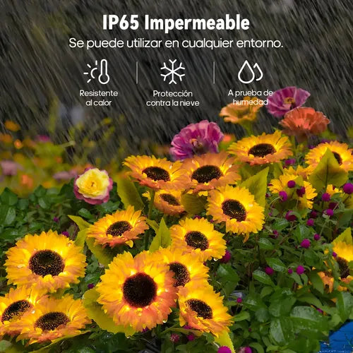 Pack De 2 Lámparas Solares Led De Girasol Para Jardín, Decoración Exterior Con Luz Cálida