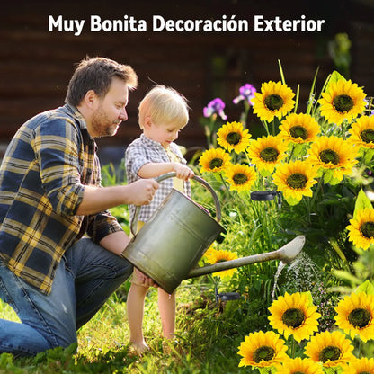 Pack De 2 Lámparas Solares Led De Girasol Para Jardín, Decoración Exterior Con Luz Cálida
