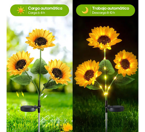 Pack De 2 Lámparas Solares Led De Girasol Para Jardín, Decoración Exterior Con Luz Cálida