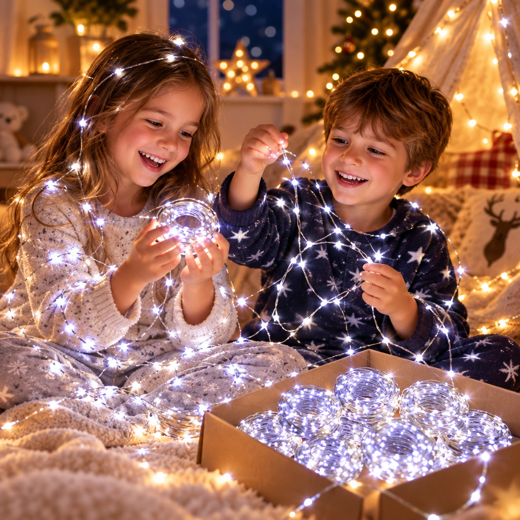 Luces micro LED tipo hada blancas de 2 m a pilas, paquete de 100