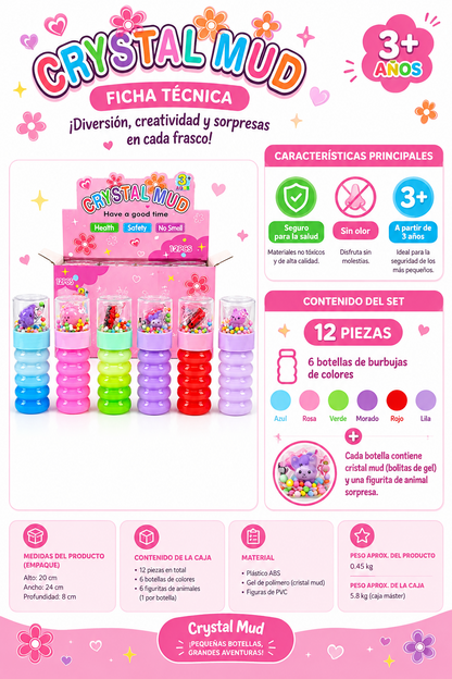 12 Pack Slimes, Crystal Mud Flowers, Colores surtidos.
