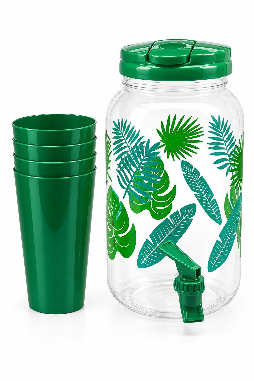 Dispensador de bebidas 3.8 L con 4 vasos | Colores tropicales