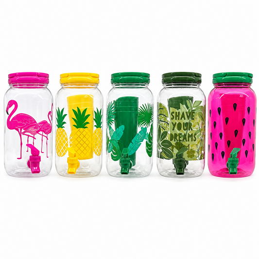 Dispensador de bebidas 3.8 L con 4 vasos | Colores tropicales