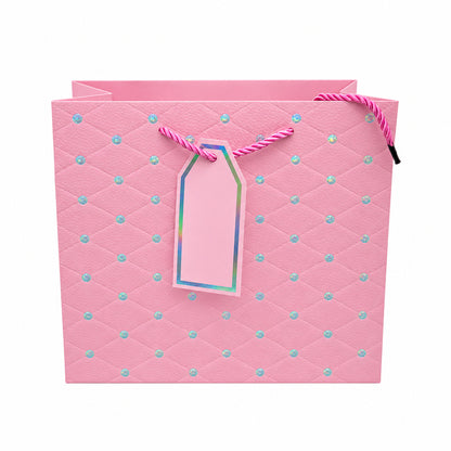 12 Bolsas de regalo- puntos craquelados con textura multicolor - S, 23 × 17.7 × 10 cm