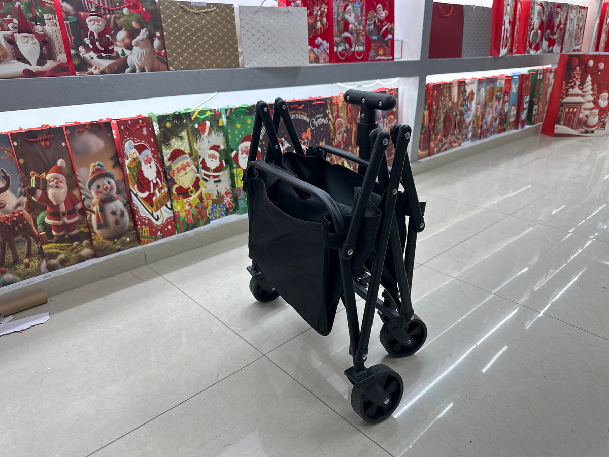 Carrito De Compras Plegable 150kg 4 Ruedas Giratorias Negro