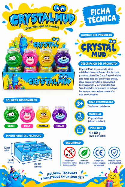 12 Pack Slimes, Crystal Mud Party, Colores surtidos,