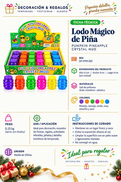 Pack con 20 Slimes Pumpkin Pineapple Crystal Mud, Colores surtidos