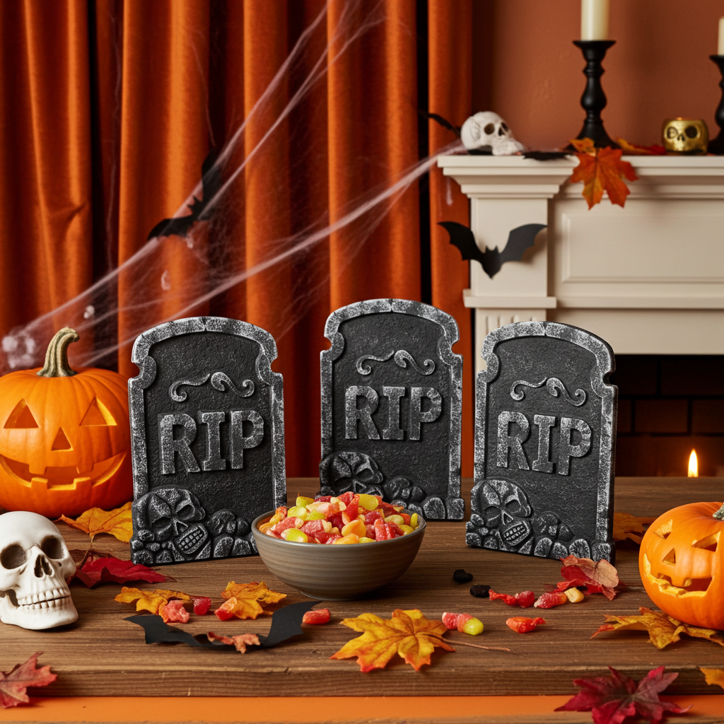 4 lápidas 38x25cm decorativas para Halloween