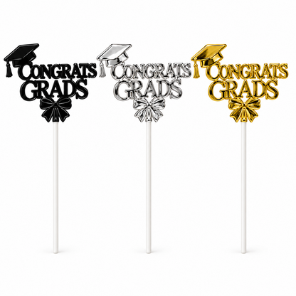 Pack de 24 - Topper para pastel de graduación Congrats Grads