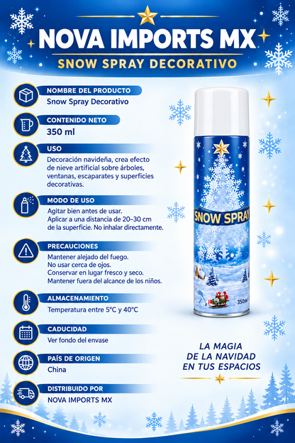 Pack de 6 - Spray de nieve decorativa 350 ml para Navidad 2