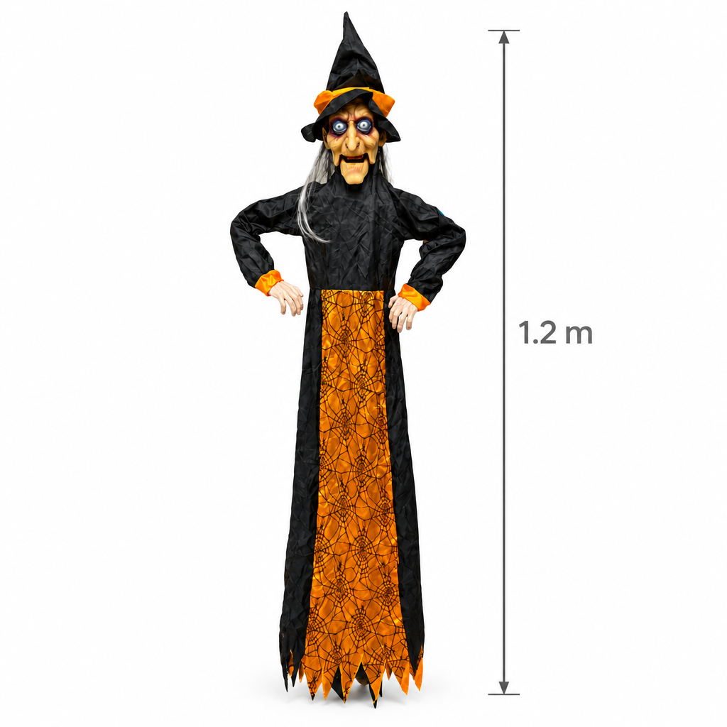 Bruja colgante 1.2m con luz, movimiento y sonido.- Decoracion halloween