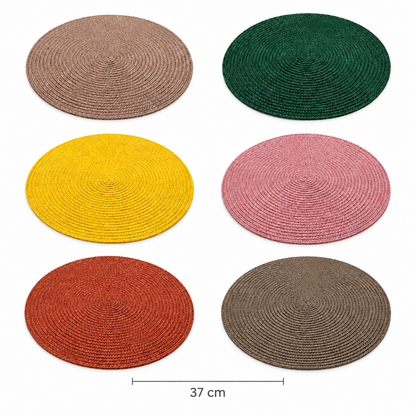 Pack de 6 surtido - Mantel individual redondo de plástico, 37 cm