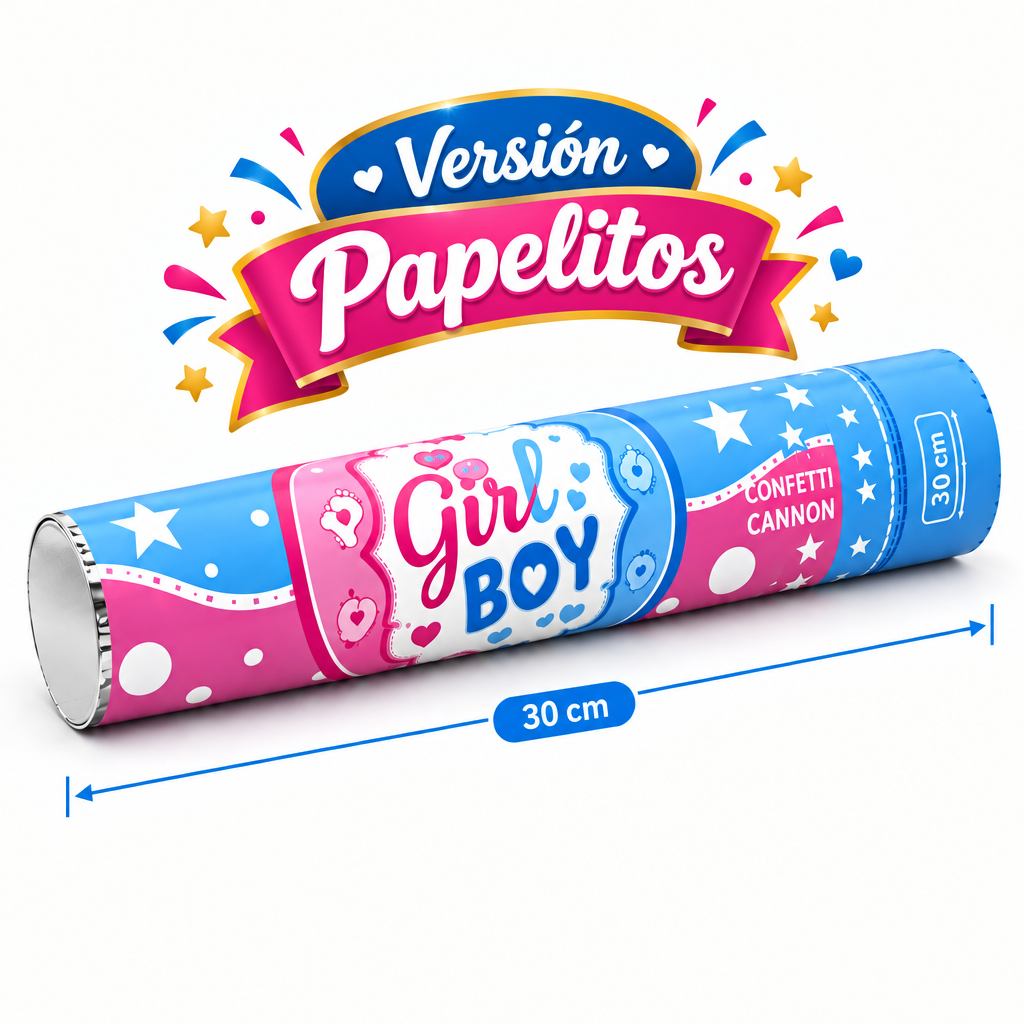 Pack de 24 surtido - Lanzador de confeti de género, 30 cm, versión papelillos 5