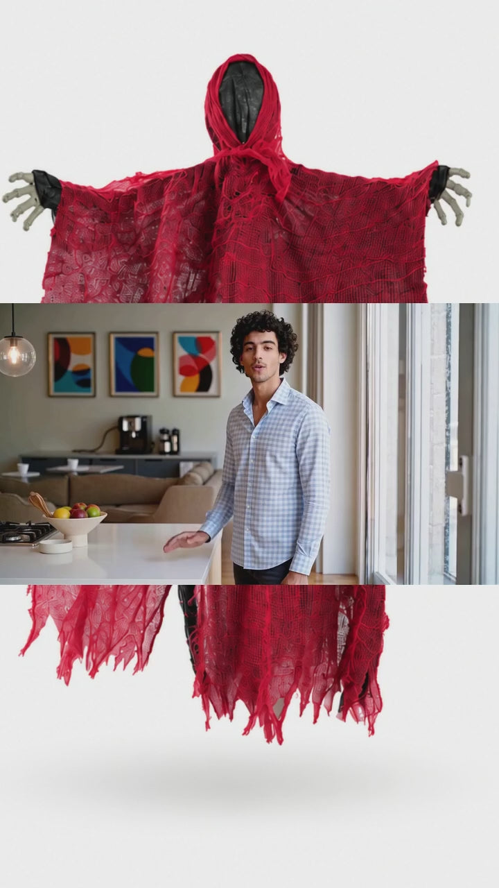 FANTASMA ROJO 90cm con Luz - Decoracion halloween video 1